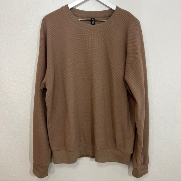 Comfrt Other - Comfrt Waffle Knit Crewneck Sweatshirt Tan Brown Oversized Men’s XL